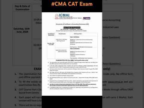 ICMAI CAT Exam Timetable #catexam2024 #cmaupdate #exam #cmafoundation #cmastudent #cmaexamsjune24