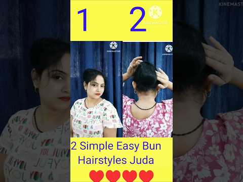 2 Easy Bun Hairstyles Juda ♥️#hairstyles #shorts #trending #youtubeshorts #braids #hair