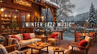 Cozy Winter Porch Ambience ⛄ Relaxing Jazz Background Music with Snowfall & Fireplace Sounds to Work