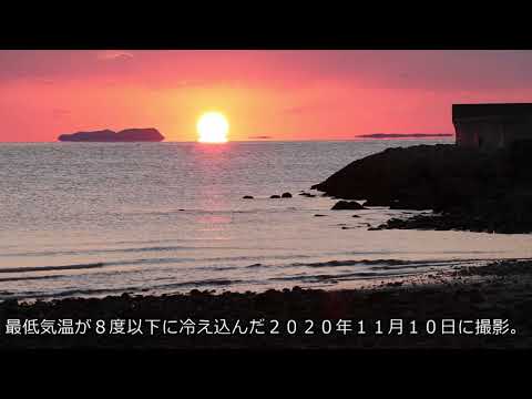 【長崎新聞】五島の「だるま朝日」と「浮島現象」の共演