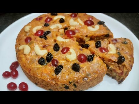 Christmas special cake | eggless plum cake | no egg no oven | fruits and nuts cake