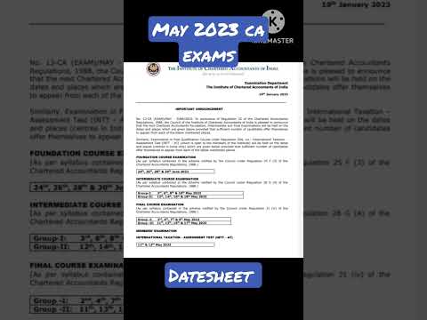 ca intermediate final and foundation date sheet for May 2023 exams #shorts #castudents #icai