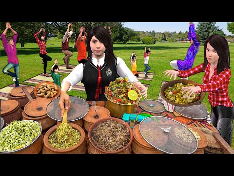 Desi Sprouts Chaat Yoga Trainer Selling Healthy Sprouts Chat Hindi Kahani Moral Stories Comedy Video