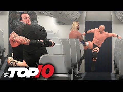 WWE Top 10 Finishers on a Moving Plane (WWE 2K)