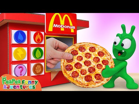 Pea Pea Pretend Play Pizza Drive Thru Restaurant - Pea Pea Funny Adventures