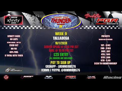 RMR | Tuesday Night Thunder | Season 5 | Race 9 | Talladega Superspeedway | PGR eSports