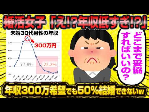 婚活女子「え！？年収300万円でも高望み！？婚活男子の年収低すぎ！？」婚活女子の嘆きが草wwww