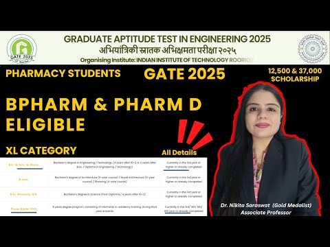 GATE 2025 for BPharm & PharmD | Eligible for PhD & Masters in IIT's | GATE XL Life Science category