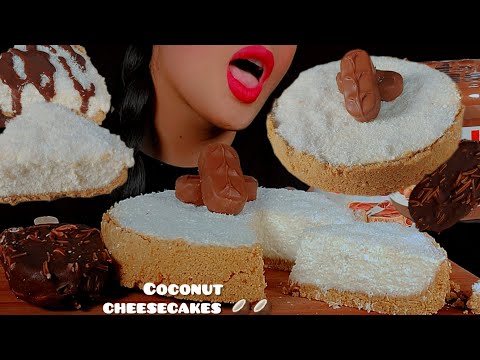 ASMR coconut CHEESECAKES 🥥with MAGNUM ice cream 🍦AND chocolate BOUNTY🍫먹방 코코넛 치즈케이크 |Notalking 🐾