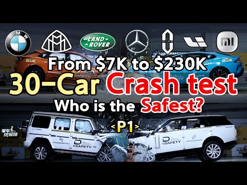 Crash Test - 30 Cars from $7K to $230K. Who is the Safest？30车极限碰撞测试 问界极氪比160万豪车更安全？