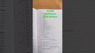 DSSSB pharmacist 2024 syllabus