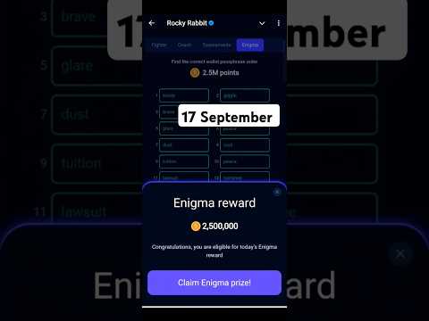 17 September Rocky rabbit combo card | Rocky rabbit enigma today | 17 Septembre combo card #shorts