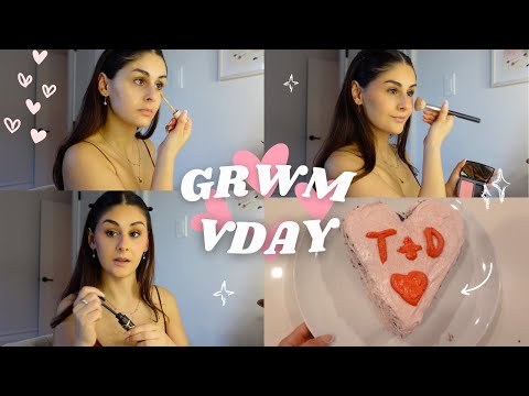 quick GRWM for VDAY ♡♡♡ (i made a cake)