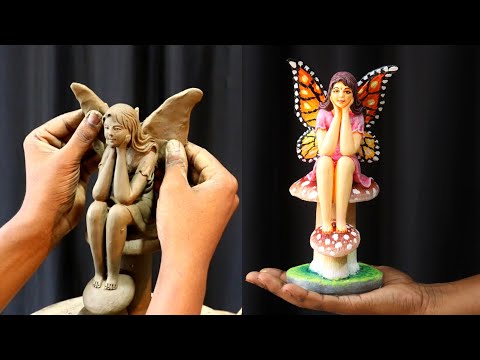 Making a Butterfly Angel with clay and coloring step by step | clay art