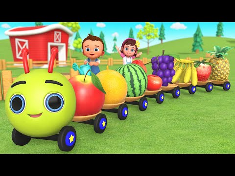 Learn Fruit Names on the Caterpillar Train | Little Babies Fun Farming Activities | Kids Educational