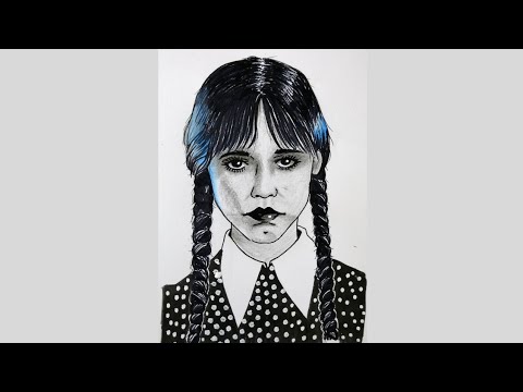 How to draw Wednesday Addams #shorts #short #trending #viral #art #wednesday #wednesdayaddams