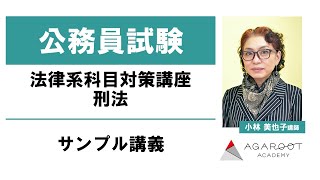 法律系科目対策講座 刑法 サンプル講義 小林美也子講師｜アガルートアカデミー公務員試験