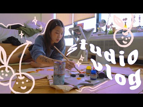 STUDIO VLOG// lots of painting, gap year from art school, patreon! 🍓