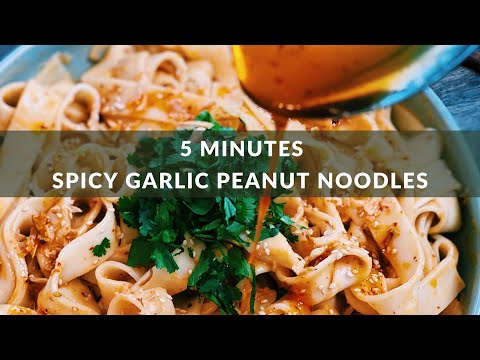 Spicy Garlic Peanut Noodles - 5 Minutes ONLY!