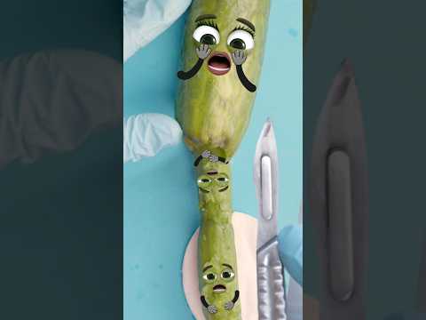 Siamese Twins fruitsurgery😱 - Risky Separation of Cucumbers🧠🥰 #shorts #foodsurgery #cute