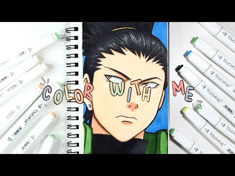 • Art vlog 01 • Naruto │ Drawing Shikamaru │ Using affordable markers  (Touchfive Markers)