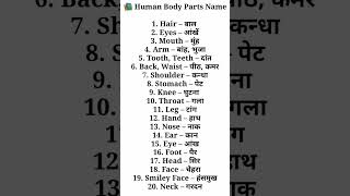 human body parts name