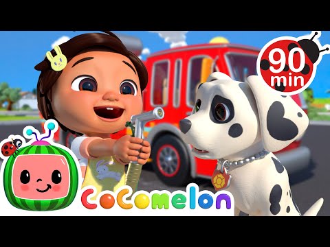 Fun Firetruck Wash with Dogs! | CoComelon | Animals for Kids | Sing Along | Learn about Animals