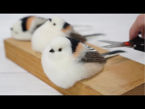 羊毛フェルトで溶けてるシマエナガを作ってみました。/ Make a Long-tailed tit with wool felt