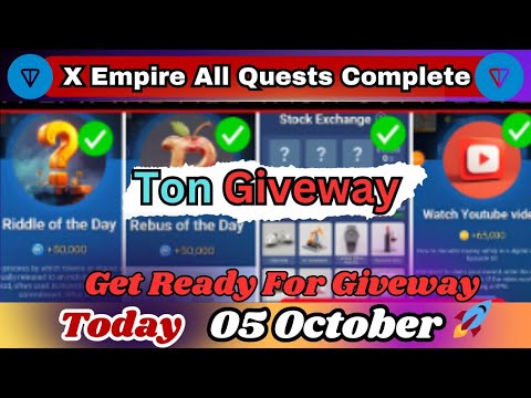 05 October All Quests Code X Empire | Riddle Of The Day | Rebus Of The Day | Ton Giveaway in Live