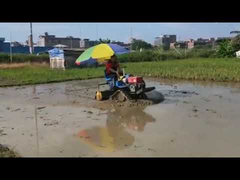 Household small abdominal belt type paddy field tillage machine