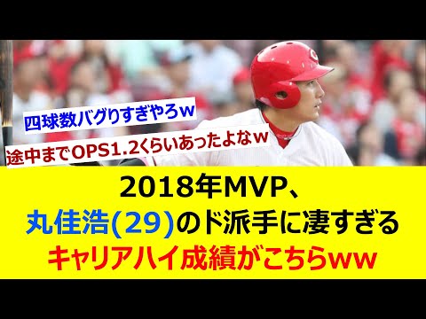 2018年MVP、丸佳浩(29)のド派手に凄すぎるキャリアハイ成績がこちらww【ネット反応集】