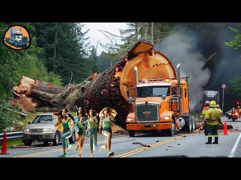 350 Extreme Logging Trucks - Extreme Dangerous Big Chainsaw Cutting Tree Machines - Heavy Machinery