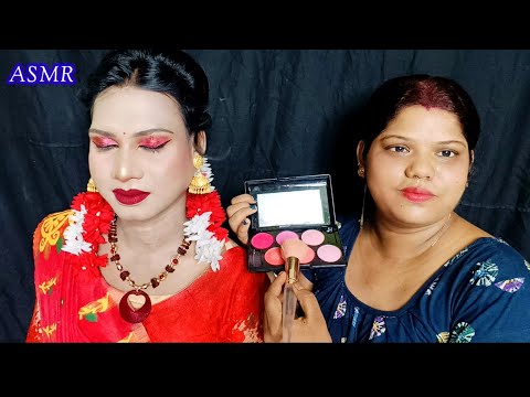 ASMR~Doing My Elder Bro Bridal Weeding Party Transformation Girl Makeup|| @asmrsangi7044 ❤️🌹