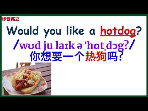 【零基础学英语】最常22个英文口语带单词 带英语音标 Would you like a hotdog? 标普英文