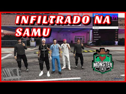 INFILTRADO NA SAMU GTA RP . FUI BANIDO ? #MODMENUMONSTER