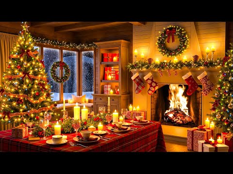 Christmas Fireplace Ambiance with Relaxing Instrumental Christmas Music🎄Calm & Peaceful Holiday