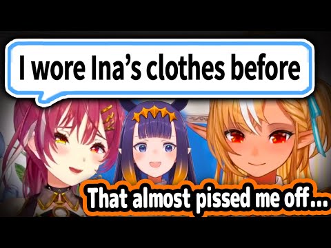 Marine Brags About Wearing Ina's Clothes In Front Of Flare And Her Response Is Hilarious【Hololive】