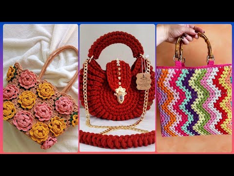 Preciosos patrones de bolsos tejidos a crochet hechos a mano