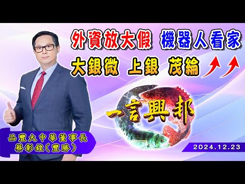 外資放大假 機器人看家大銀微 上銀 茂綸 ↗ ↗《一言興邦》蔡彰鍠(豐勝) 20241223