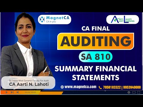 CA FINAL AUDIT - SA 810 - SUMMARY FINANCIAL STATEMENTS - CA AARTI N. LAHOTI