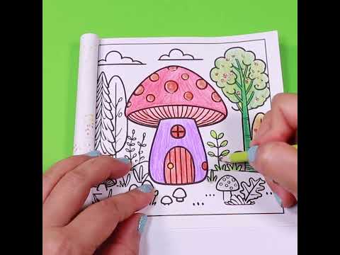 Mushroom House in the Woods | Cute Coloring Page for Kids, Autumn Coloring Fun