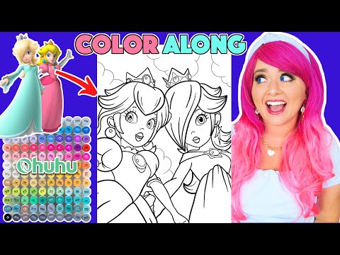 Color Princess Peach & Rosalina Super Mario Picture With Me | COLOR ALONG WITH KIMMI