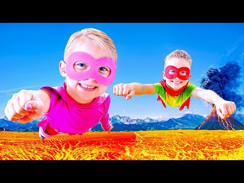 Ivy & Levi Play The Floor Is Lava Superhero!!