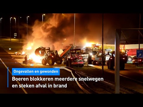 Boeren blokkeren meerdere snelwegen en steken afval in brand | Hart van Nederland