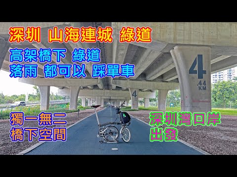 【單車遊 - 深圳前海 - 山海連城 綠道】高架橋底下綠道 | 全天候 踩單車 落雨也不怕 | 深圳灣口岸 出發 | 全平路 不用日晒雨淋