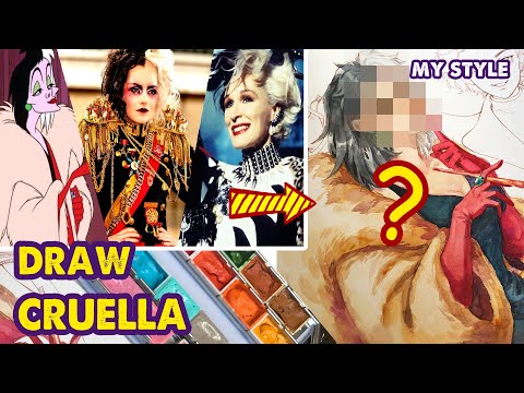 Cruella De Vil Drawing Challenge - All Versions In One (1961, 1996, 2021) | Huta Chan