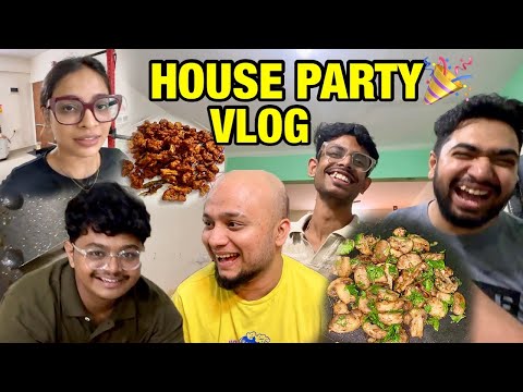 BENGALURU HOUSE PARTY WITH FRIENDS | COOKING SNACKS BUTTER GARLIC MUSHROOM | GOBI 65 | Kannada Vlog