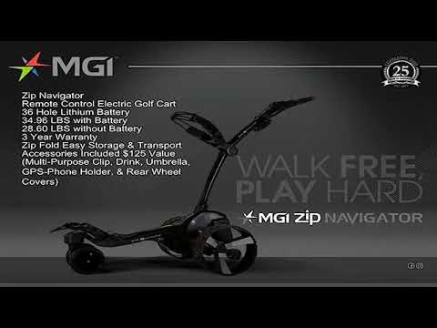 MGI Zip Navigator Electric Golf Cart - 36 Hole Lithium Battery - Remote Control - Accessories Inclu