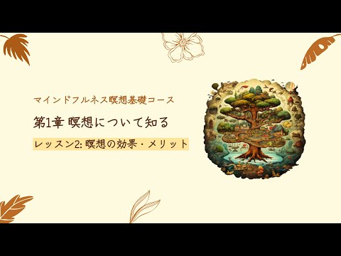 第1章 瞑想について知る | レッスン2 瞑想の効果・メリット