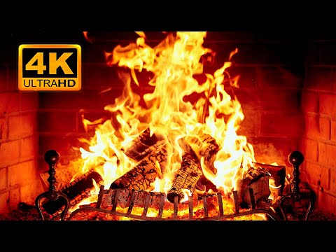 🔥 Cozy Fireplace 4K (12 HOURS). Fireplace with Crackling Fire Sounds. Fireplace Ambience